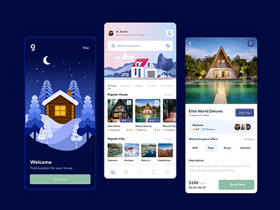 Bungago Travel UI Design airbnb app booking design graphic design hotel house ill illustration logo mobile mobile design new rent travel ui design ux village