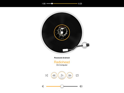 Vinyl player device illustration mobile music ui ux vector