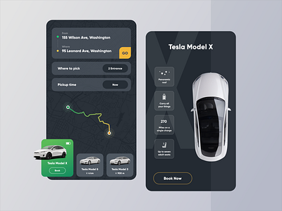 Tesla Taxi camera car illustration ios map star taxi tesla ui ux