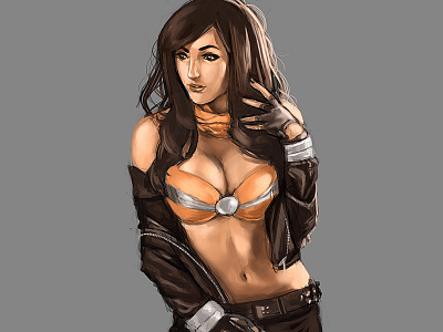 Cosplayer babe beauty cosplay digital painting draw games illustration sexy sketch