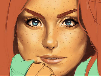 Freckles beauty doodle drawing eyes illustration loembet painting photoshop