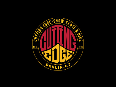 Cutting Edge badge badge hunting badge logo black friday circle logo hand lettered lettering shop logo skate board skate shop skateboard design