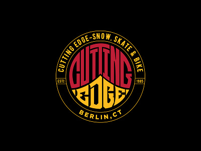 Cutting Edge badge badge hunting badge logo black friday circle logo hand lettered lettering shop logo skate board skate shop skateboard design