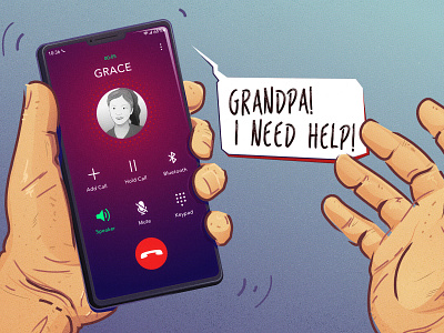 Grandpa! I Need Help! cellphone editorial editorial illustration hands illustration illustrator photoshop