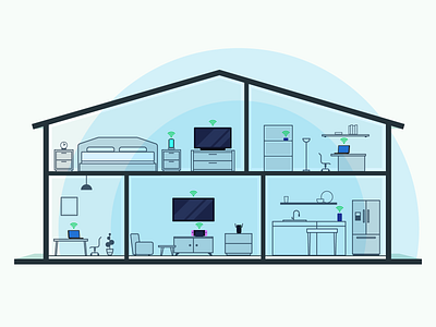 Wifi Range At Home floorplan home house icons illustration illustrator vector wifi wifi range