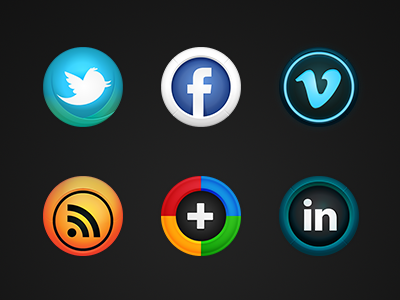 Social Media Vector Shield Icons bright circle circular facebook google icon illustrator in linked media plus round rss shield social twitter vector vimeo