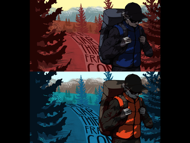 Hiker - 2 Variants hiking hiker illustration illustrator photoshop