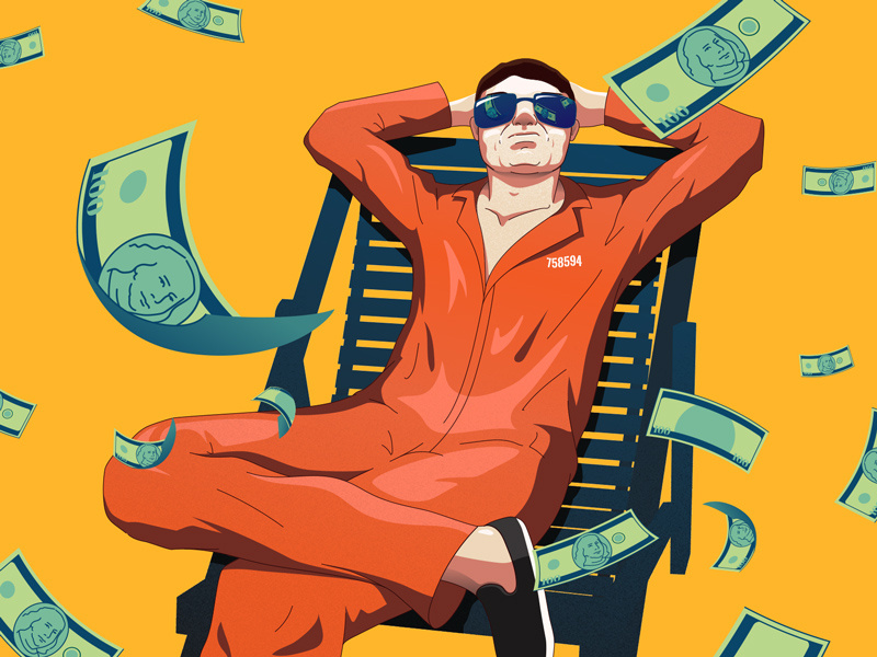 Falling Bens illustration relaxing illustrator prisoner money