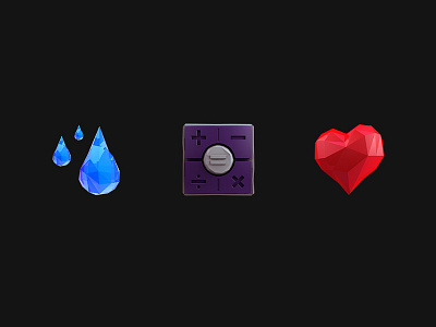 Waterdrop, Calculator & Heart Icons 3d calculator heart icons waterdrop