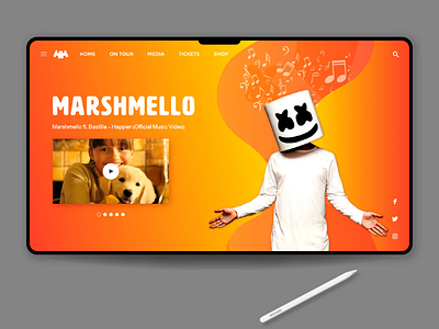 DJ Marshmello Landing page design concept concept design dj homepage landingpage ui ux web