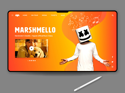 DJ Marshmello Landing page design concept