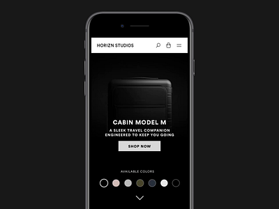 Horizn Studios Product Page - Mobile version 3d cinema 4d luggage principle prototype sketch smart ui ux
