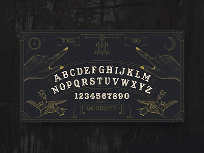 Ouija Board halloween illustraion layout ouija stippling