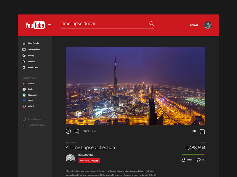  YouTube  Material Design  by Oliur on Dribbble