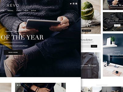 Xevo blog classy magazine menswear minimal minimalism minimalistic portfolio style theme wordpress