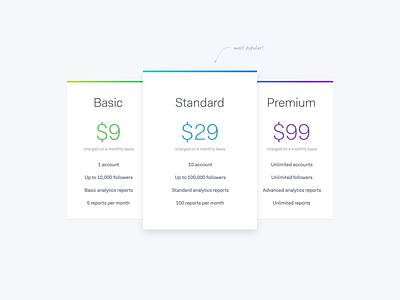 Pricing Plans #2 app clean gradients minimal minimalistic sketch ui ux web