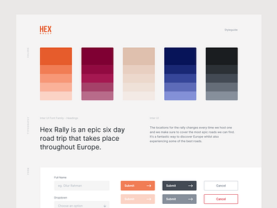 Hex Rally Styleguide colors minimal styleguide ui ux