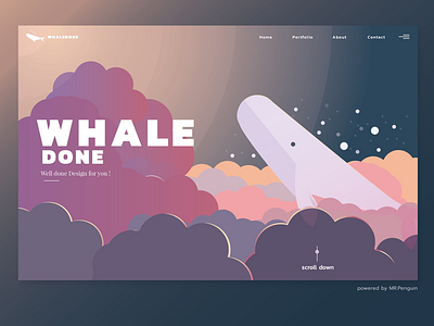 Whale done | website studio cloud design illustration sky website whale