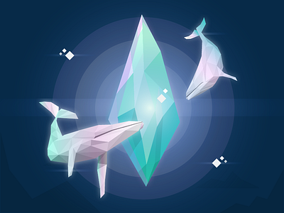 The Ocean Crystal animal design diamond dribbble illustration web website whale