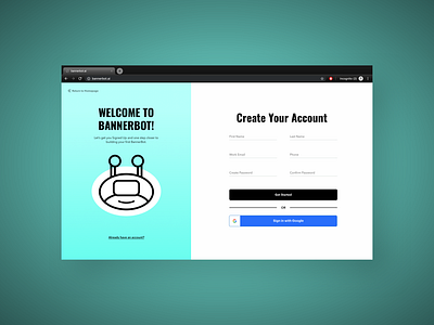 BannerBot Sign Up product design sign up