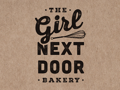 Girl Next Door with Whisk bakery kraft logo rustic typography vintage