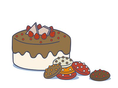 Desserts cake chocolate cookies desserts food illustration kitchen