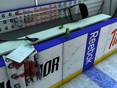 3D Hockey Bench Scene