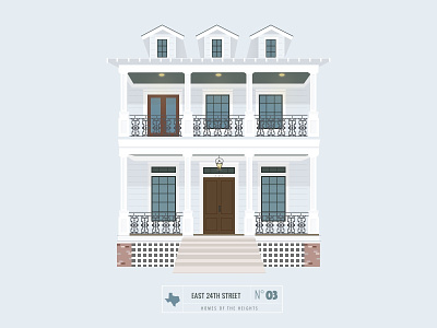 Homes of The Heights // No. 3 bright building heights house houston illustration line neighborhood series vector