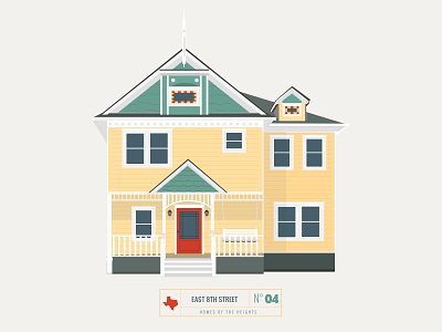 Homes of The Heights // No. 4 bright building house houston illustration line neighborhood series vector