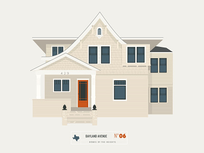 Homes of The Heights // No. 6 bright building house houston illustration line neighborhood series sketch vector