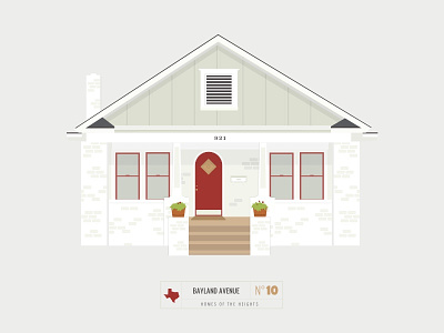 Homes of The Heights // No. 10 bright building house houston illustration line neighborhood series vector