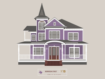 Homes of The Heights // No. 13 bright building heights house houston illustration line neighborhood series vector
