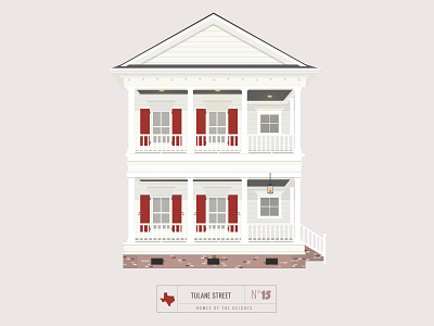 Homes of The Heights // No. 15 bright building house houston illustration line neighborhood series vector