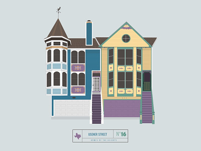 Homes of The Heights // No. 16 bright building heights house houston illustration line neighborhood series vector