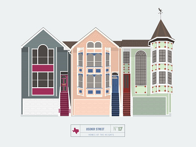 Homes of The Heights // No. 17 bright building heights house houston illustration line neighborhood series vector