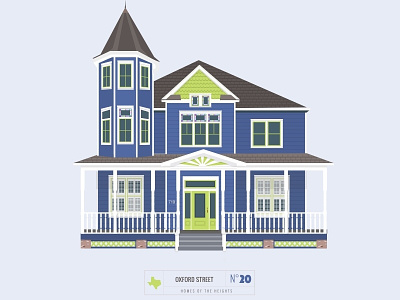 Homes of The Heights // No. 20 bright building heights house houston illustration line neighborhood series vector