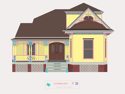 Homes of The Heights // No. 22 bright building home house houston illustration line neighborhood series shadows sketch app vector