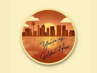 Golden Hour apple pencil applepencil badge brush brushes city cityscape dallas golden hour gradient illustration ipad kacey landscape orange procreate sun sunrise sunset warm