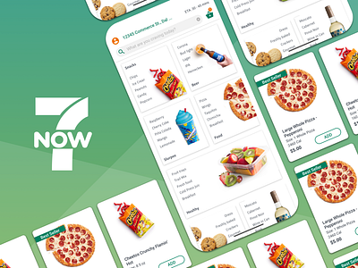 7Now - Oh yes, I can very much gimmick when needed app ecommerce gimmick ios mobile mobile ui pizza shadow shop tiles ui