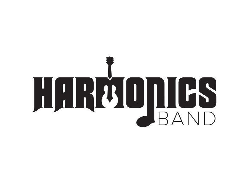 Harmonics Logo Unused Concept white space black and white bold harmony harmonic band guitar music identity branding logo