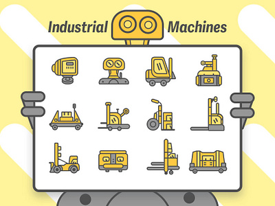 Industrial machines icon design