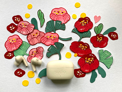 A collab with Sudio acrylic paint colours earphone flower natural nature paint props sudio