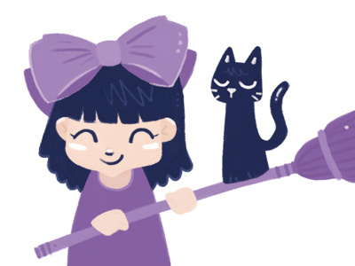 Illustration - The Little Witch cat cute witch