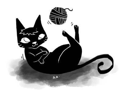 Illustration - Cat black cat neko