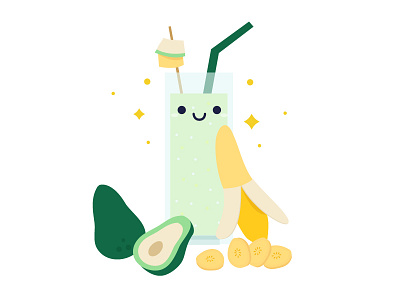 Illustration : Smoothie 06 avocado banana drinks glass healthy juice smoothie