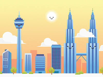 Illustration - KL City building city fin kl tower kuala lumpur malaysia sun view