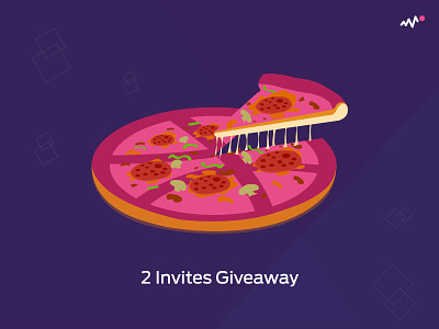 Dribbble Pizza Invite invite invites debuts draft pavani pizza giveaway illustration shot slice tln twoinvites