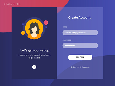 Day 01 - Sign up - Daily UI challenge daily pavani register sign ui up ux