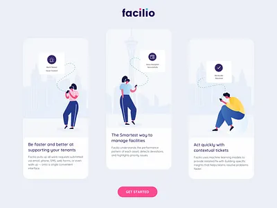 Facilio - The Unified Maintenance App app design facilio facilities illustration maintenance onboard onboarding screens pavani resolve splash screen ticket system vector workorders