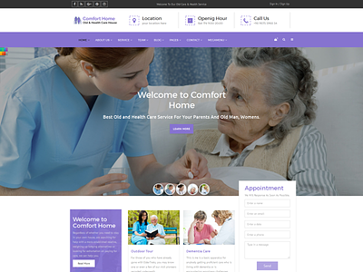 Comfort Home - Old & Health Care Template dementia care design elderly care old care senior care typography